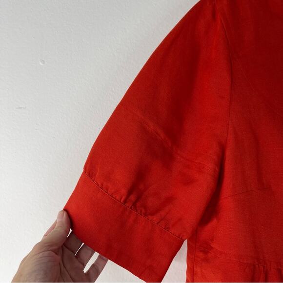 Vintage orange linen button peplum cottagecore boho blazer jacket medium - Picture 4 of 8